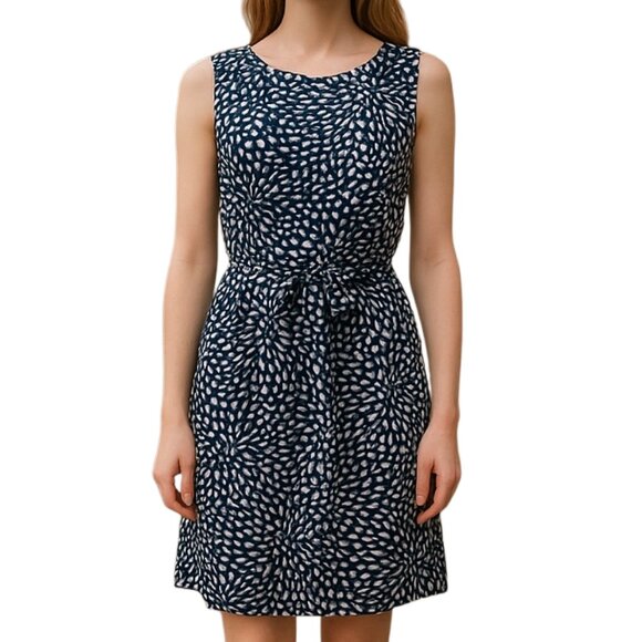 Ann Taylor LOFT Dress with Belt Dark Blue Sleeveless Women's Size Small - Picture 1 of 9